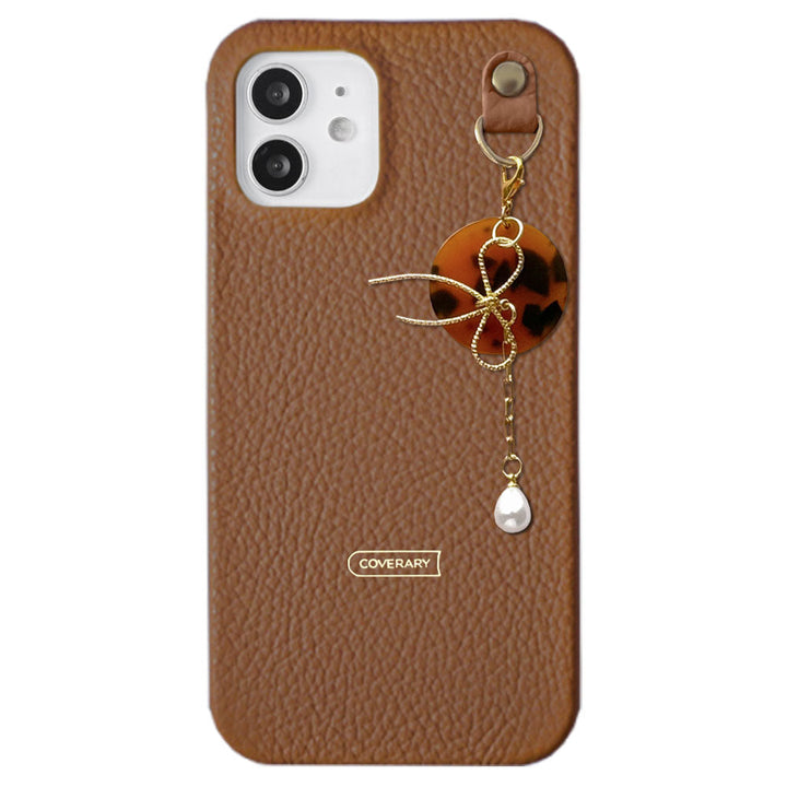 Cuir véritable 32 couleurs cuir italien grainé Charme perle & ruban coque arrière Série Xperia