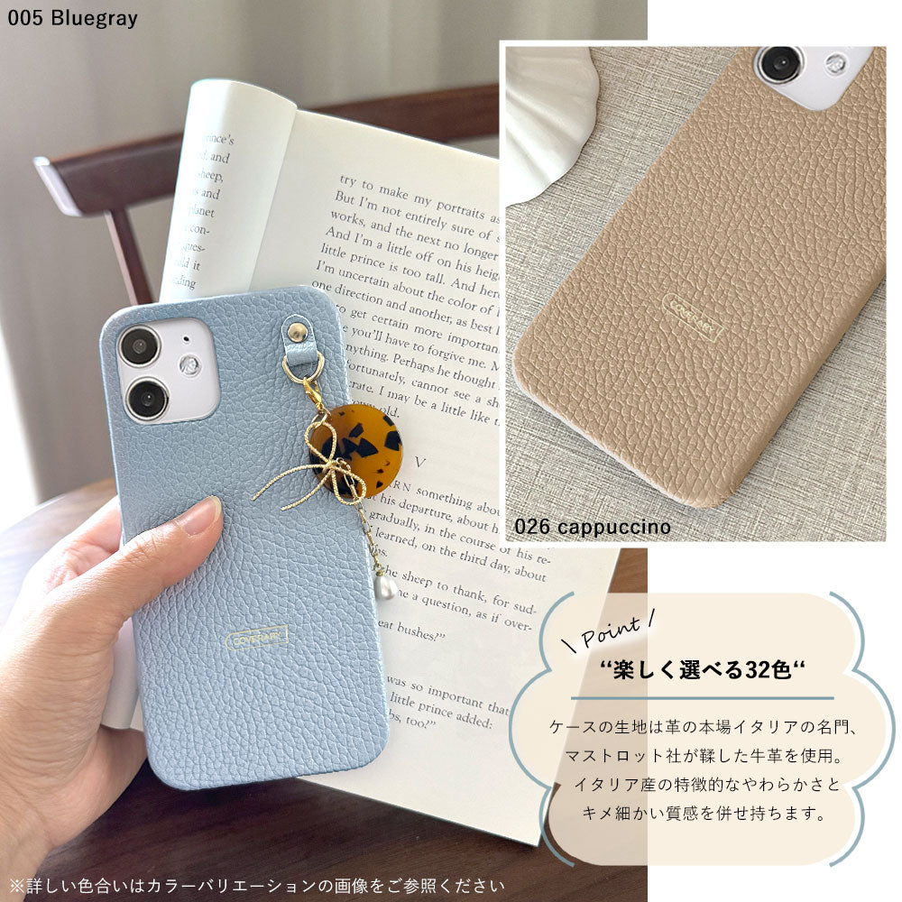 Cuir véritable 32 couleurs cuir italien grainé Charme perle & ruban Coque arrière Série Google Pixel