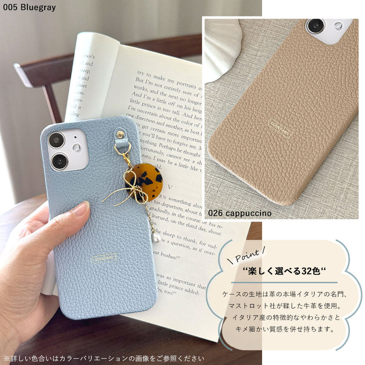 Cuir véritable 32 couleurs cuir italien grainé Charme perle & ruban Coque arrière Série Google Pixel