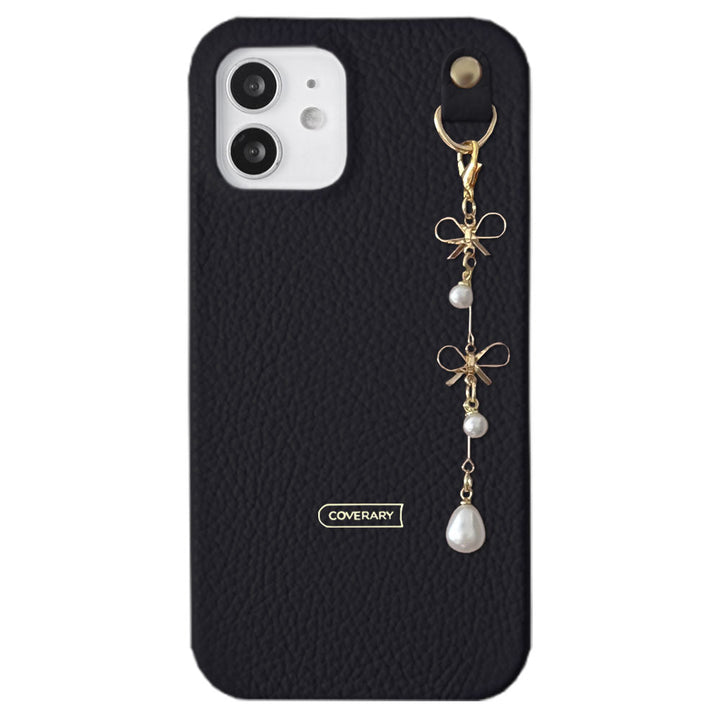 Cuir véritable 32 couleurs cuir italien grainé double perle & breloque ruban coque arrière Google Pixel série