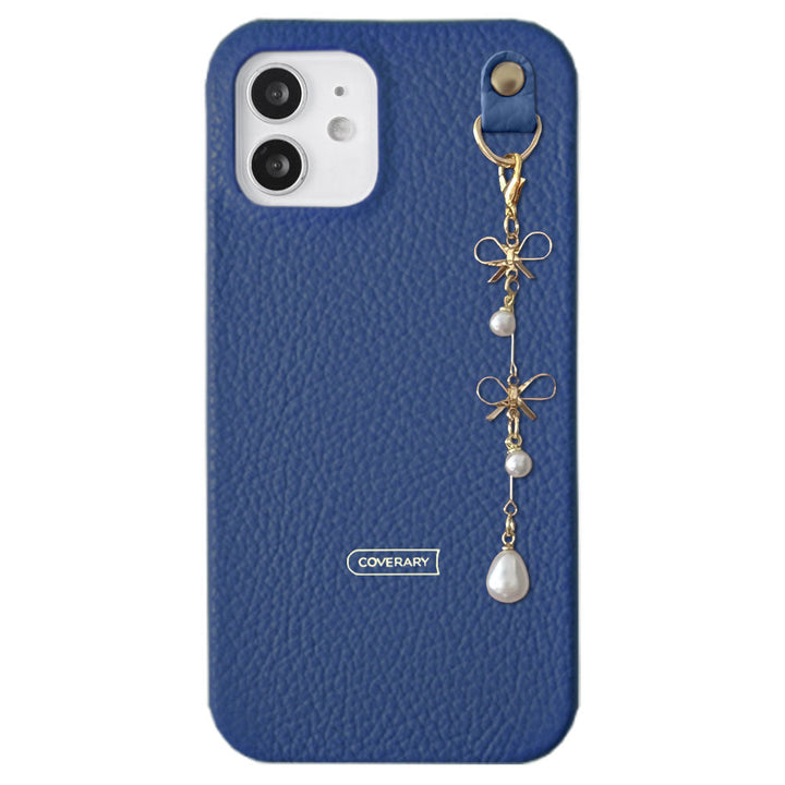 Cuir véritable 32 couleurs cuir italien grainé double perle & breloque ruban coque arrière série Xperia