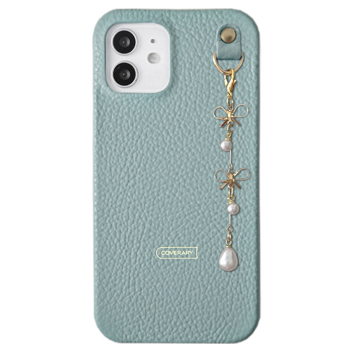 Cuir véritable 32 couleurs cuir italien grainé double perle & breloque ruban coque arrière Google Pixel série