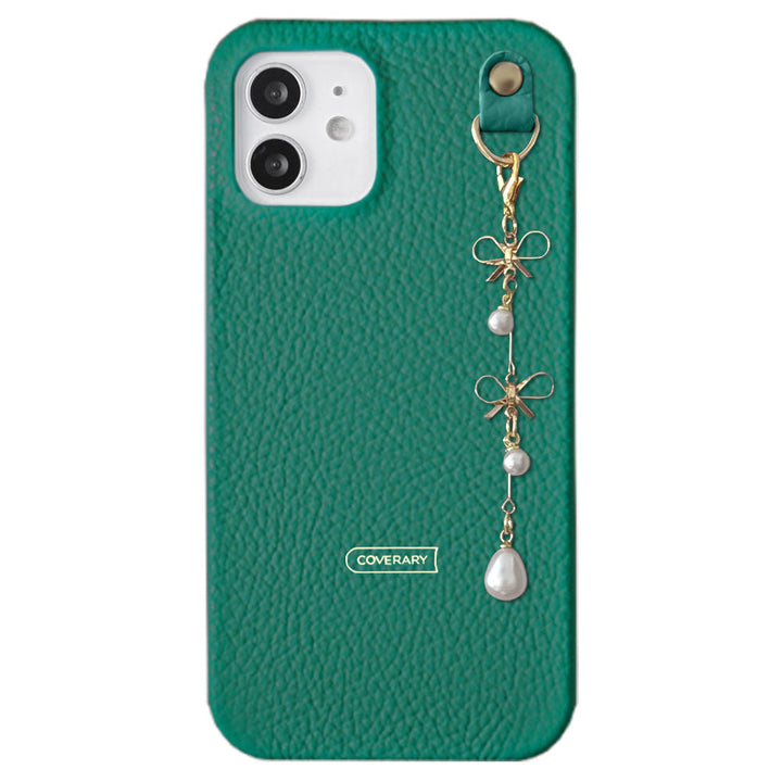 Cuir véritable 32 couleurs cuir italien grainé double perle & breloque ruban coque arrière Google Pixel série