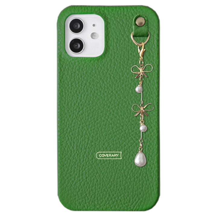 Cuir véritable 32 couleurs cuir italien grainé double perle & breloque ruban coque arrière série Xperia