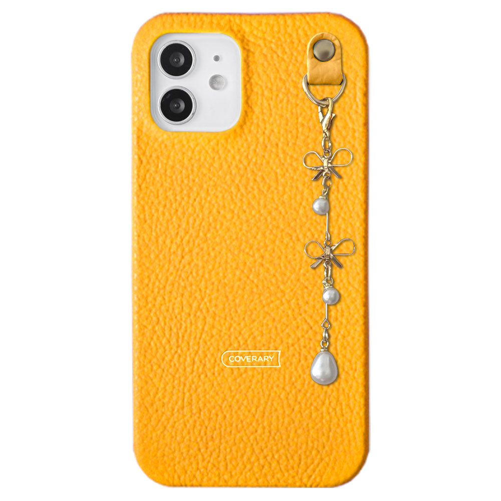Cuir véritable 32 couleurs cuir italien grainé double perle & breloque ruban coque arrière série Xperia