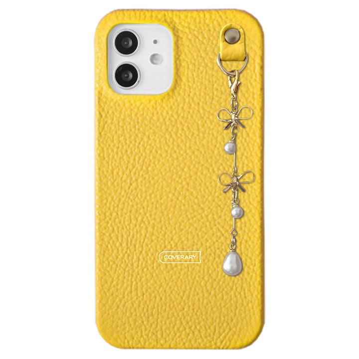 Cuir véritable 32 couleurs cuir italien grainé double perle & breloque ruban coque arrière série Xperia