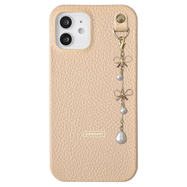 Cuir véritable 32 couleurs cuir italien grainé double perle & breloque ruban coque arrière série Xperia