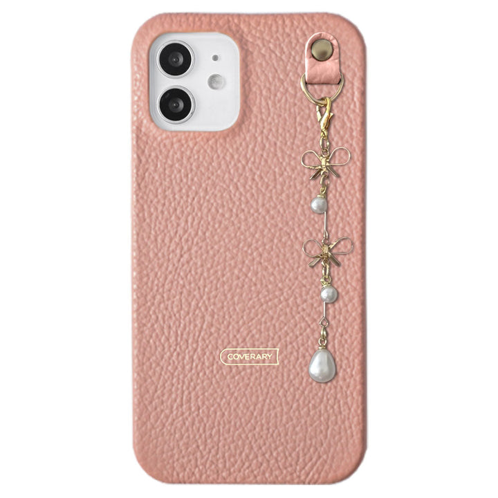 Cuir véritable 32 couleurs cuir italien grainé double perle & breloque ruban coque arrière série Xperia