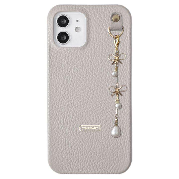 Cuir véritable 32 couleurs cuir italien grainé double perle & breloque ruban coque arrière série Xperia