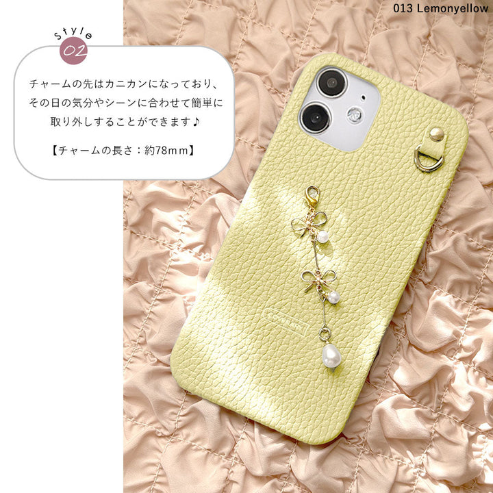 Cuir véritable 32 couleurs cuir italien grainé double perle & breloque ruban coque arrière série Xperia