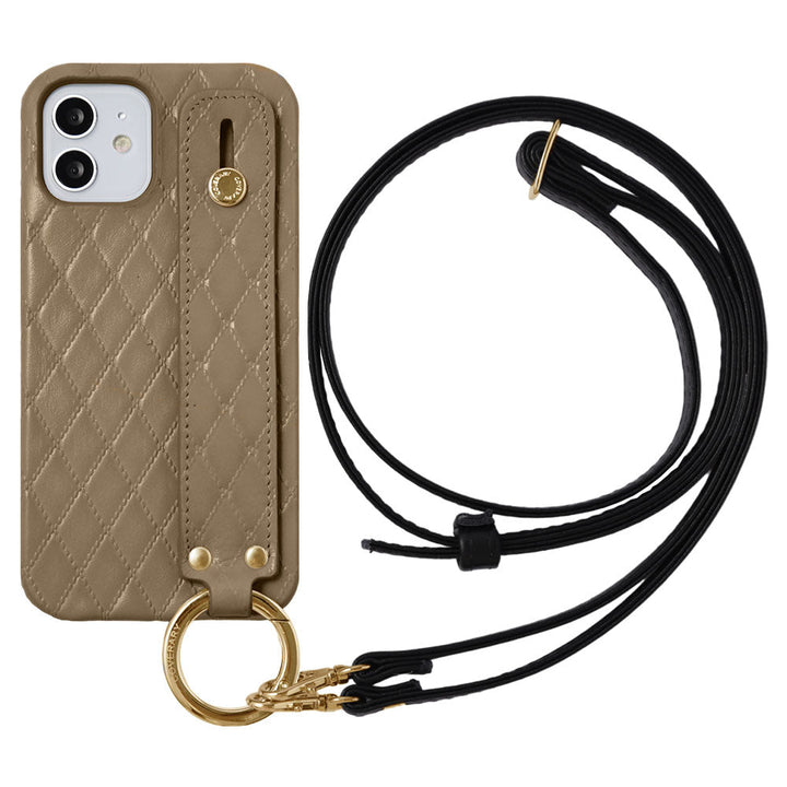 Étui arrière en cuir véritable matelassé avec poignée et bandoulière pour la série Xperia