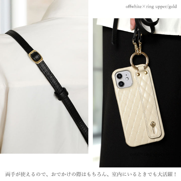 Étui arrière en cuir véritable matelassé avec poignée et bandoulière pour la série Xperia