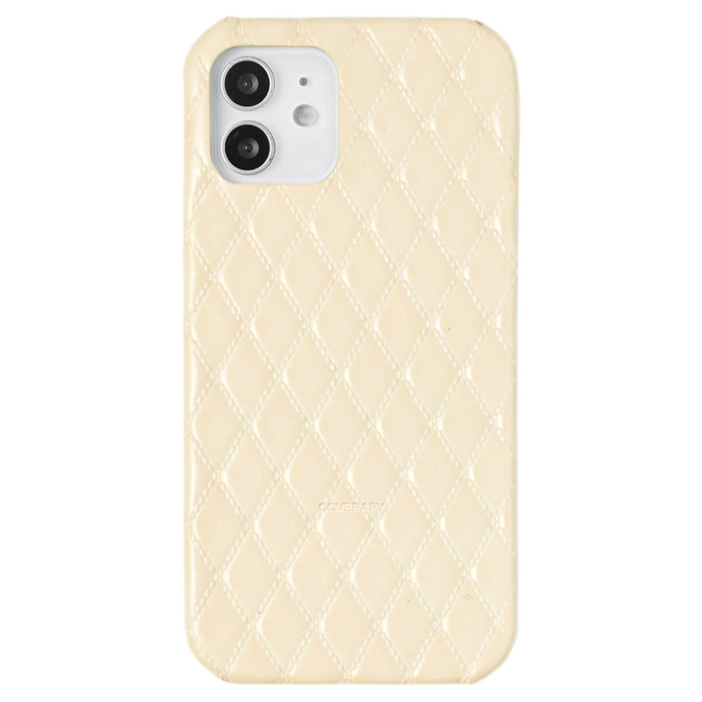Coque arrière en cuir véritable matelassé pour la série iPhone