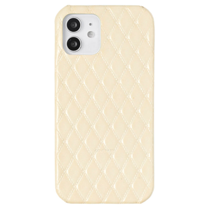 Coque arrière en cuir véritable matelassé pour la série iPhone