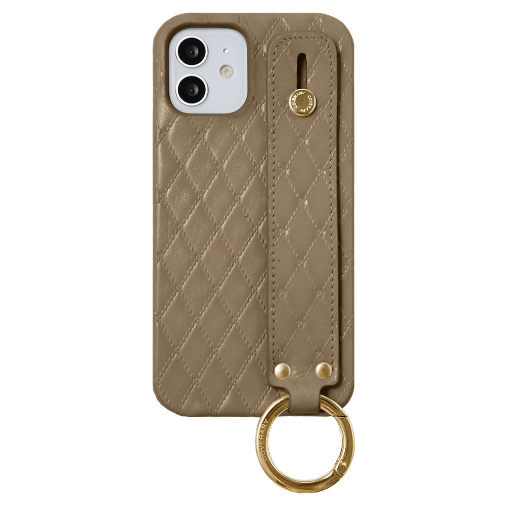 Genuine leather quilted leather with hand belt back case for Xperia series