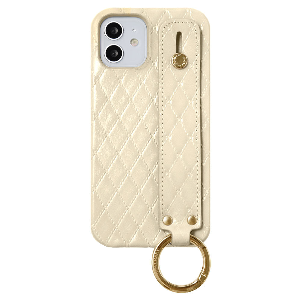 Genuine leather quilted leather back case with hand belt