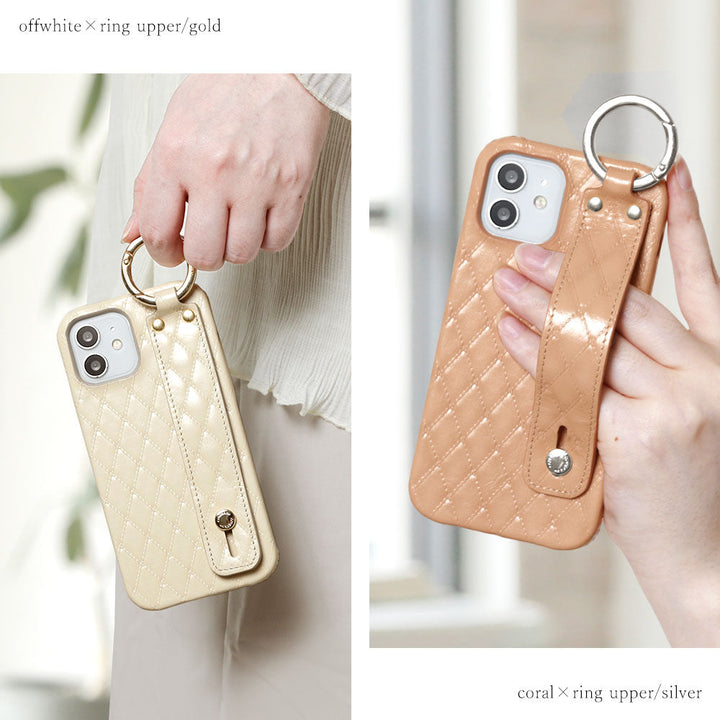 Genuine leather quilted leather with hand belt back case for Xperia series