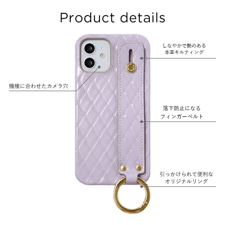 Genuine leather quilted leather stone decoration with hand belt back case