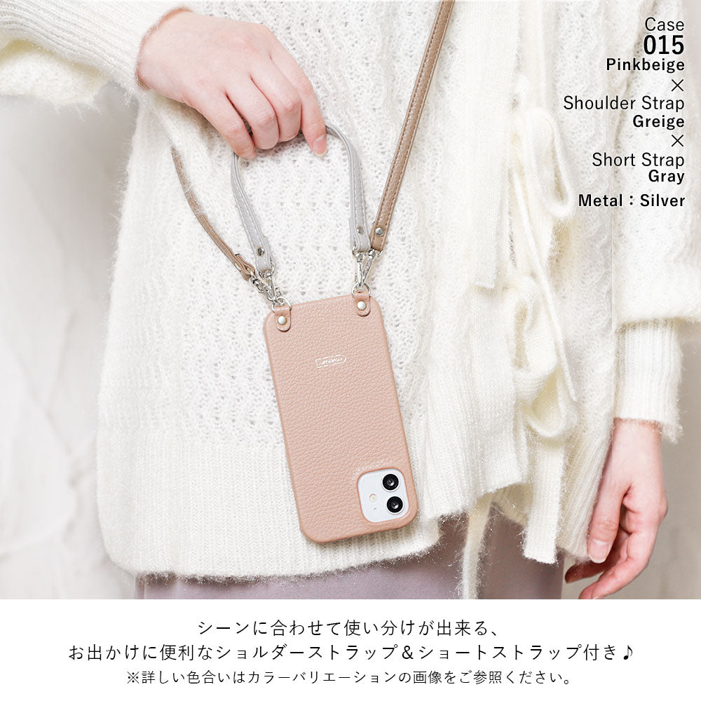 Genuine leather 32 colors Italian shrink leather with short & shoulder strap back case for iPhone series