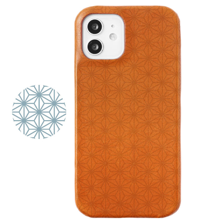 Genuine leather Tochigi leather Japanese pattern print back case iPhone series
