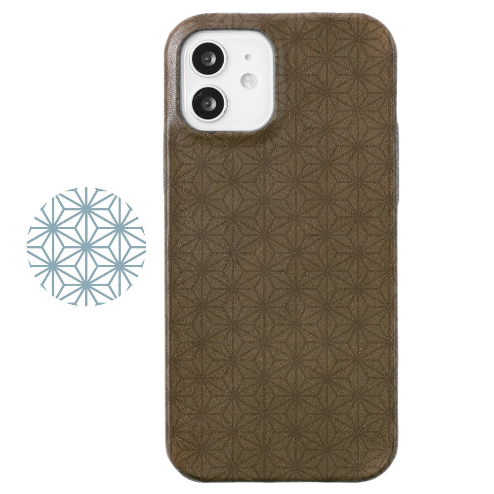 Genuine leather Tochigi leather Japanese pattern print back case
