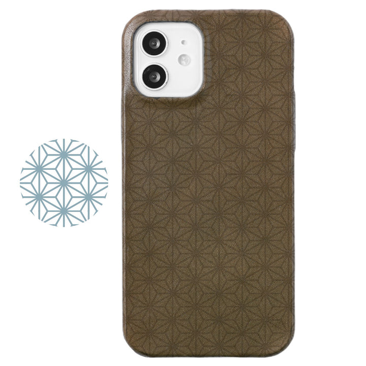Genuine leather Tochigi leather Japanese pattern print back case