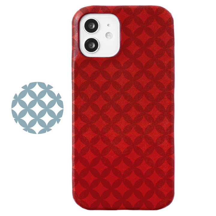 Genuine leather Tochigi leather Japanese pattern print back case iPhone series