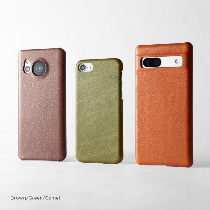 Genuine leather Tochigi leather Japanese pattern print back case iPhone series