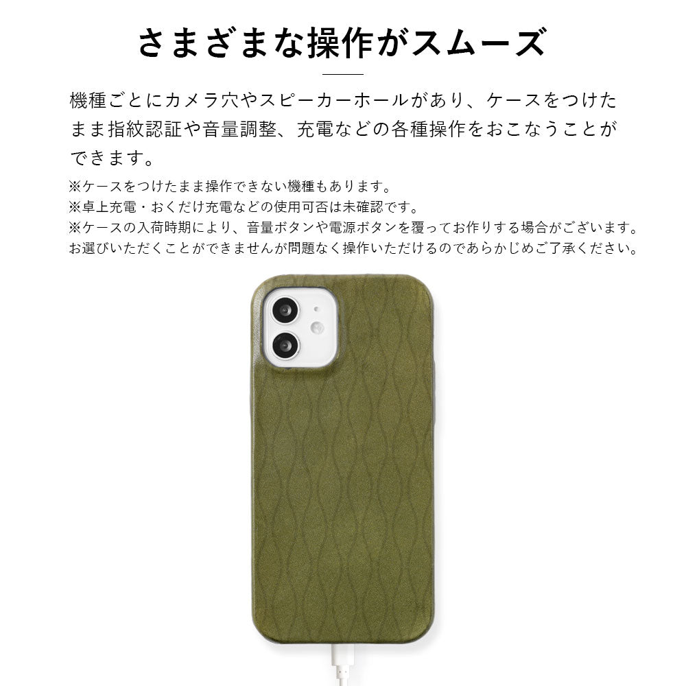 Genuine leather Tochigi leather Japanese pattern print back case