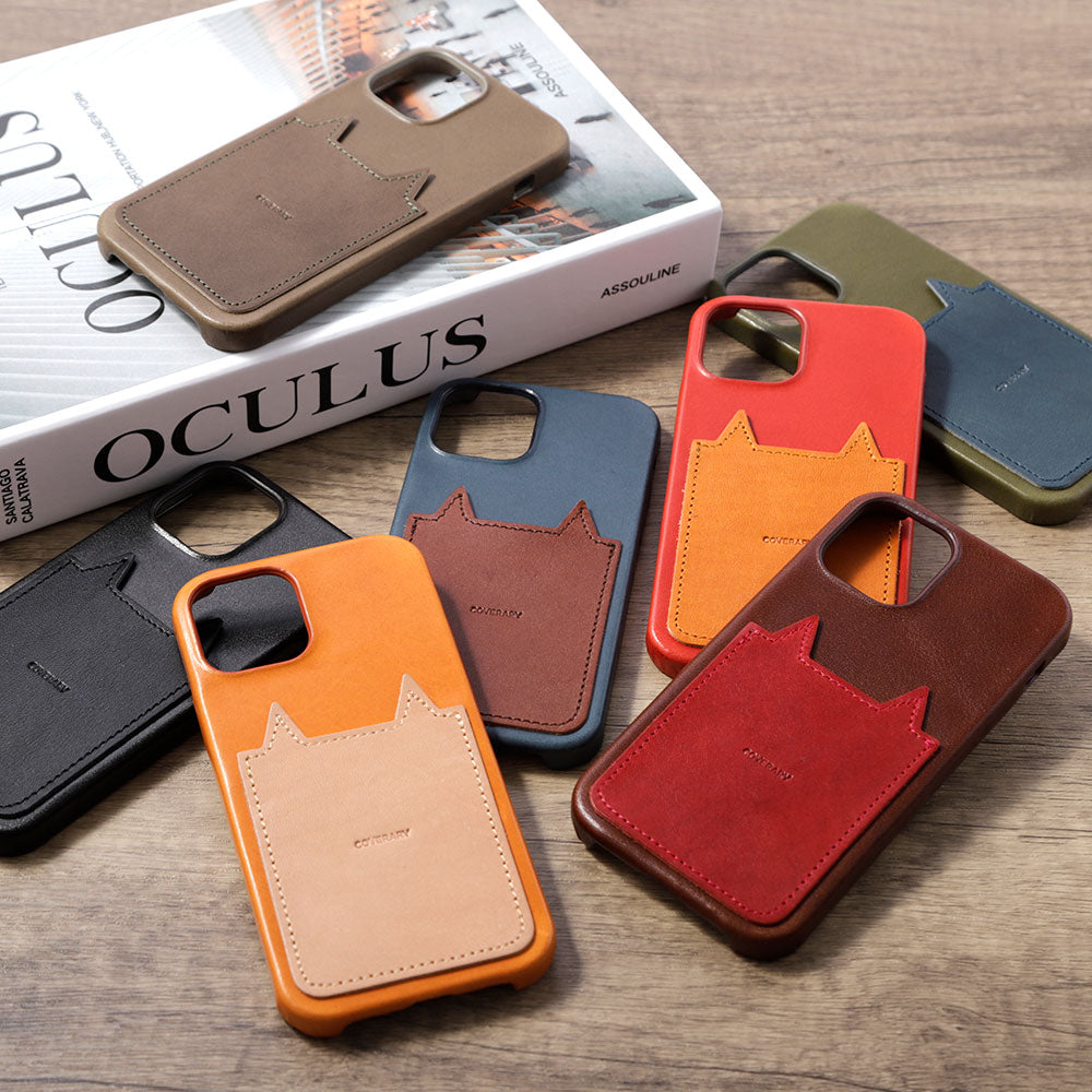 Genuine leather Tochigi leather with cat pocket back case Galaxy series