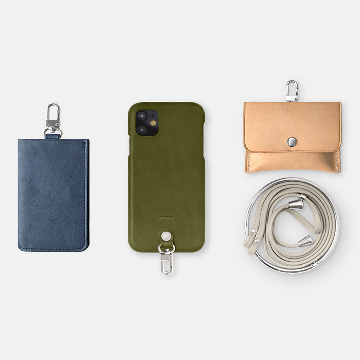 Genuine Leather Tochigi Leather 4-Piece Set A Earphone Case Card Case With Shoulder Strap Back Case Google Pixel Series