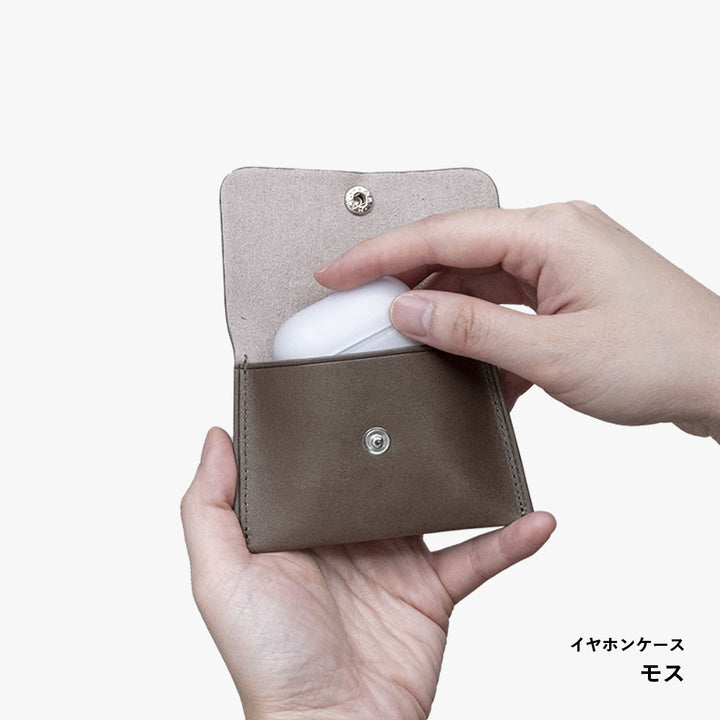 Genuine Leather Tochigi Leather 4-Piece Set A Earphone Case Card Case with Shoulder Strap Back Case