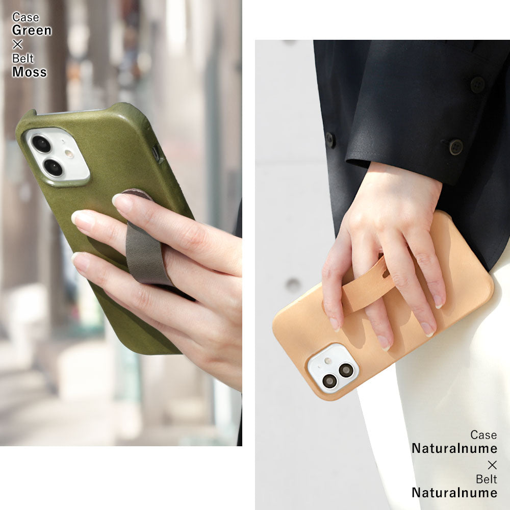 本革 栃木レザー フィンガーベルト付き 背面ケース iPhoneシリーズ