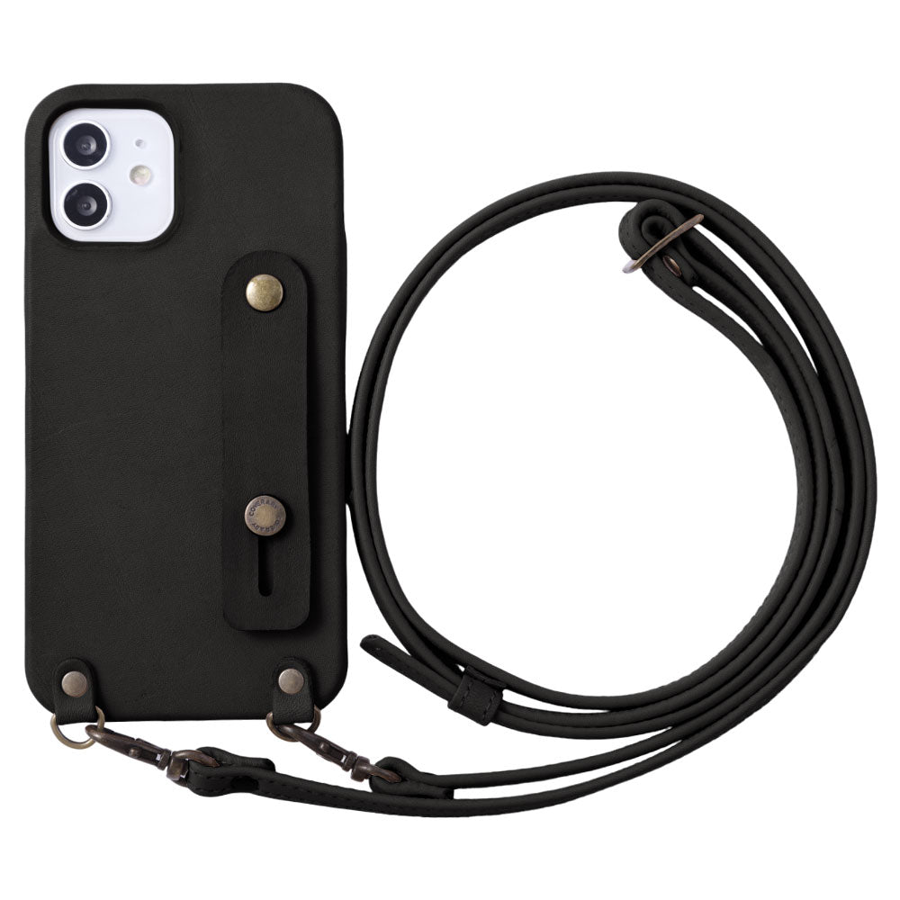 Genuine leather Tochigi leather finger belt & shoulder strap attached back case AQUOS series