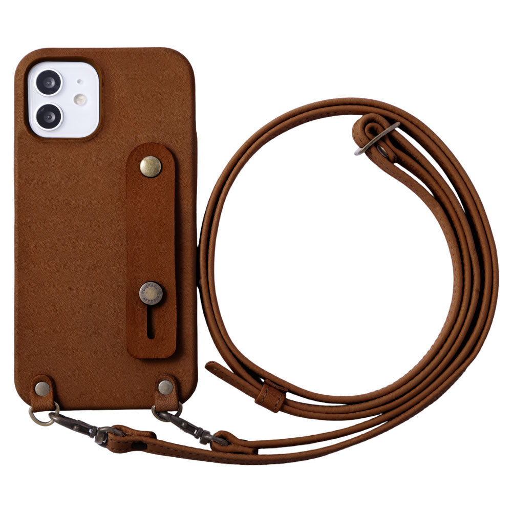 本革 栃木レザー フィンガーベルト&ショルダーストラップ付き 背面ケース Xperiaシリーズ