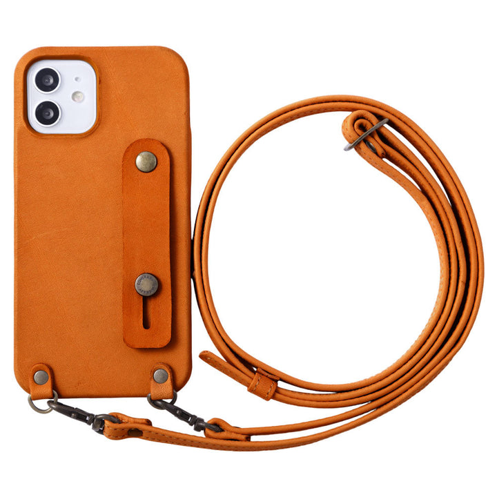 Genuine leather Tochigi leather finger belt & shoulder strap attached back case AQUOS series