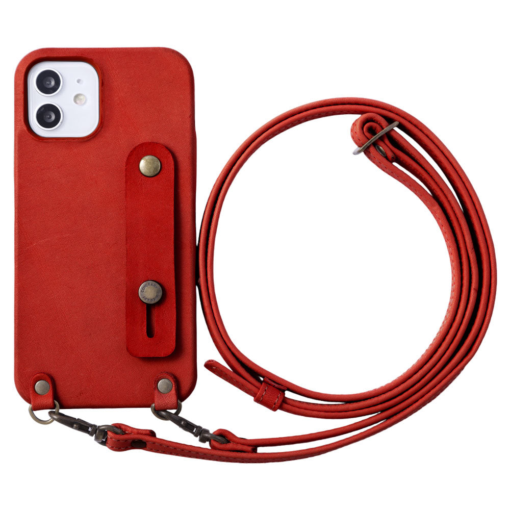 Genuine leather Tochigi leather finger belt & shoulder strap attached back case AQUOS series