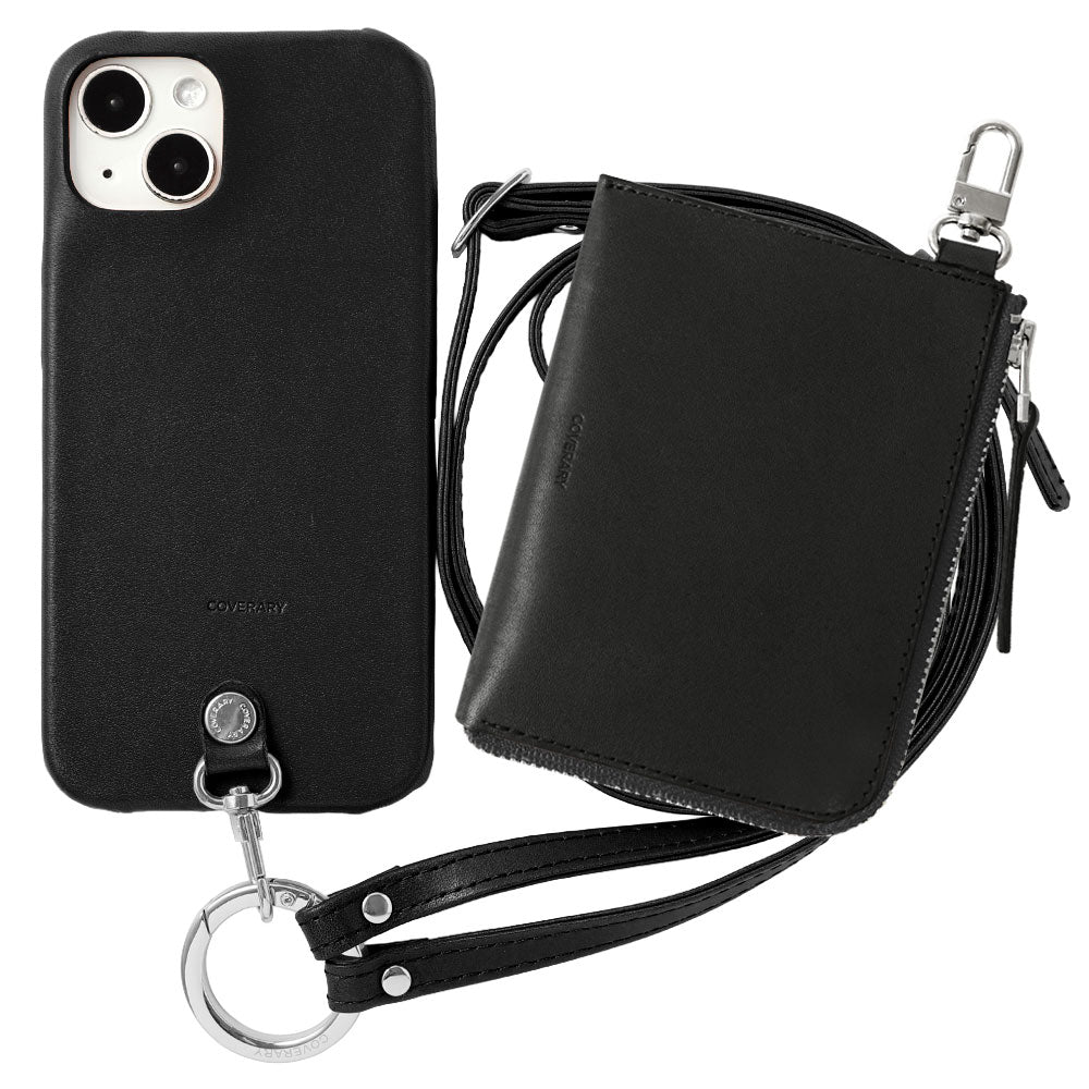Genuine Leather Tochigi Leather 3-Piece Set C Mini Wallet &amp; Ring Shoulder Strap (with Metal Fittings) Included Back Case Xperia Series