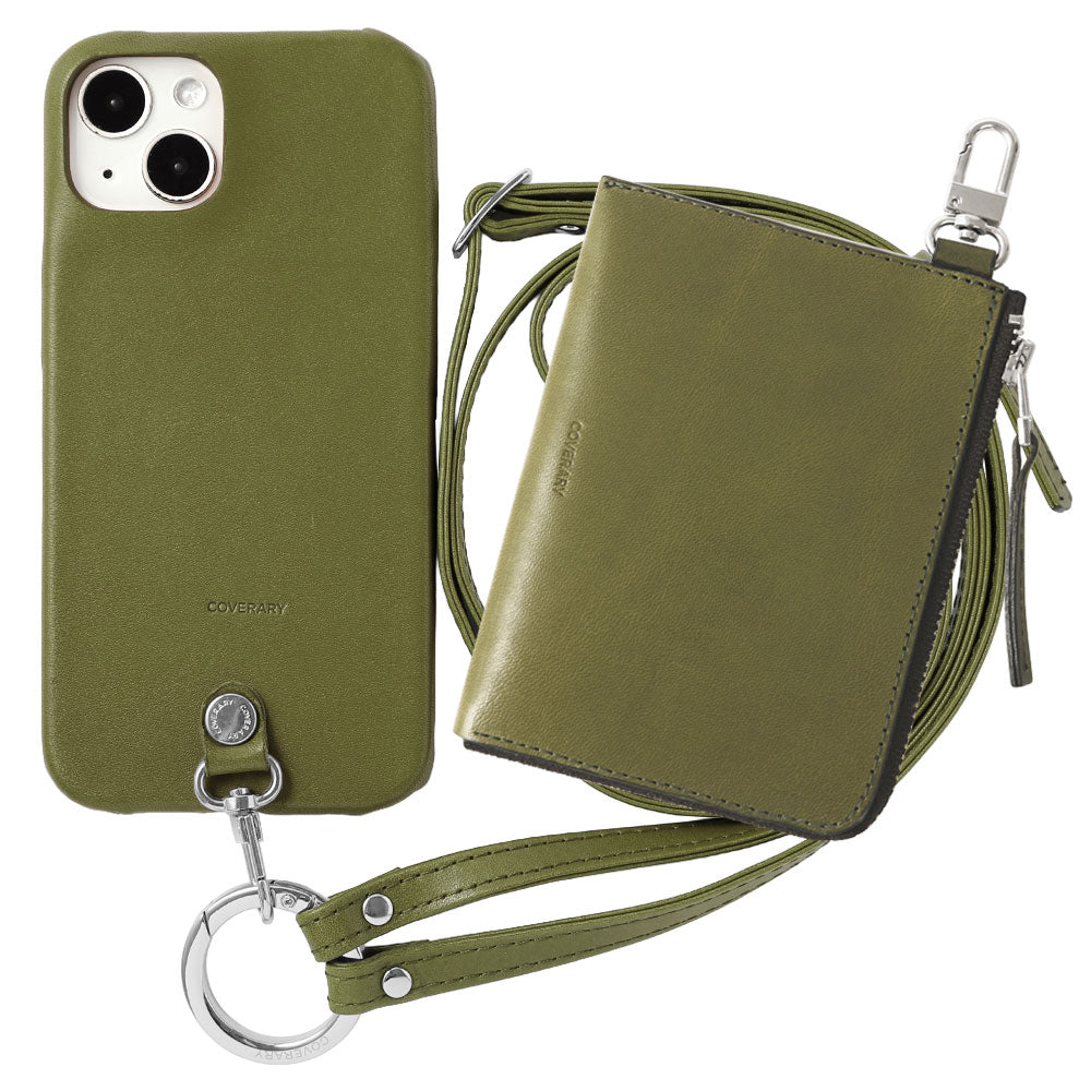 Genuine Leather Tochigi Leather 3-Piece Set C Mini Wallet &amp; Ring Shoulder Strap (with Metal Fittings) Included Back Case Xperia Series
