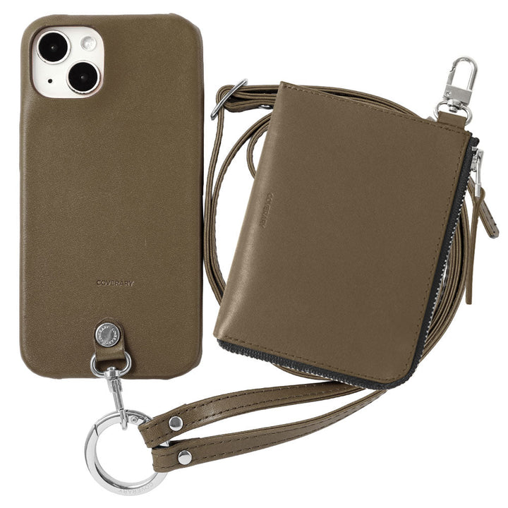 Genuine Leather Tochigi Leather 3-Piece Set C Mini Wallet &amp; Ring Shoulder Strap (with Metal Fittings) Included Back Case Xperia Series