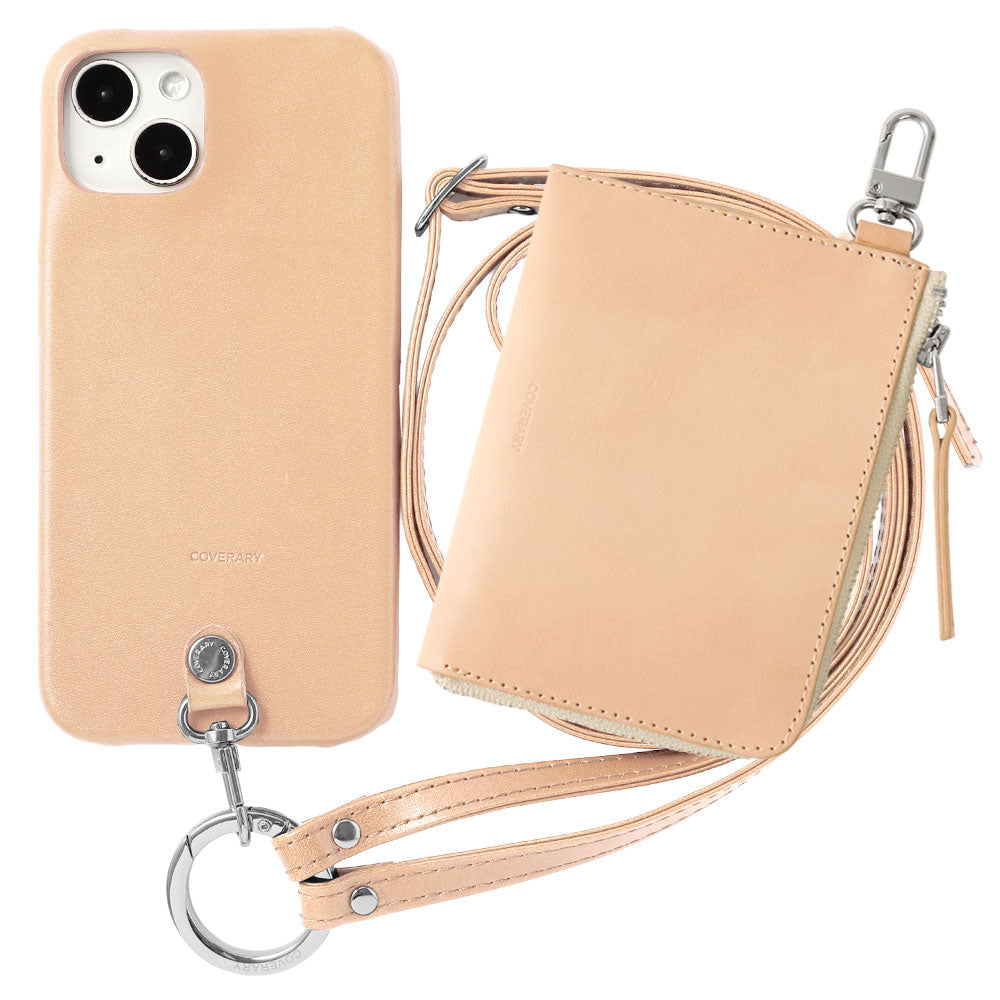 Genuine Leather Tochigi Leather 3-Piece Set C Mini Wallet &amp; Ring Shoulder Strap (with Metal Fittings) Included Back Case Xperia Series