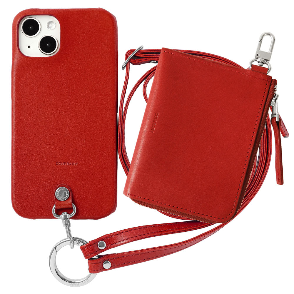 Genuine Leather Tochigi Leather 3-Piece Set C Mini Wallet &amp; Ring Shoulder Strap (with Metal Fittings) Included Back Case Xperia Series