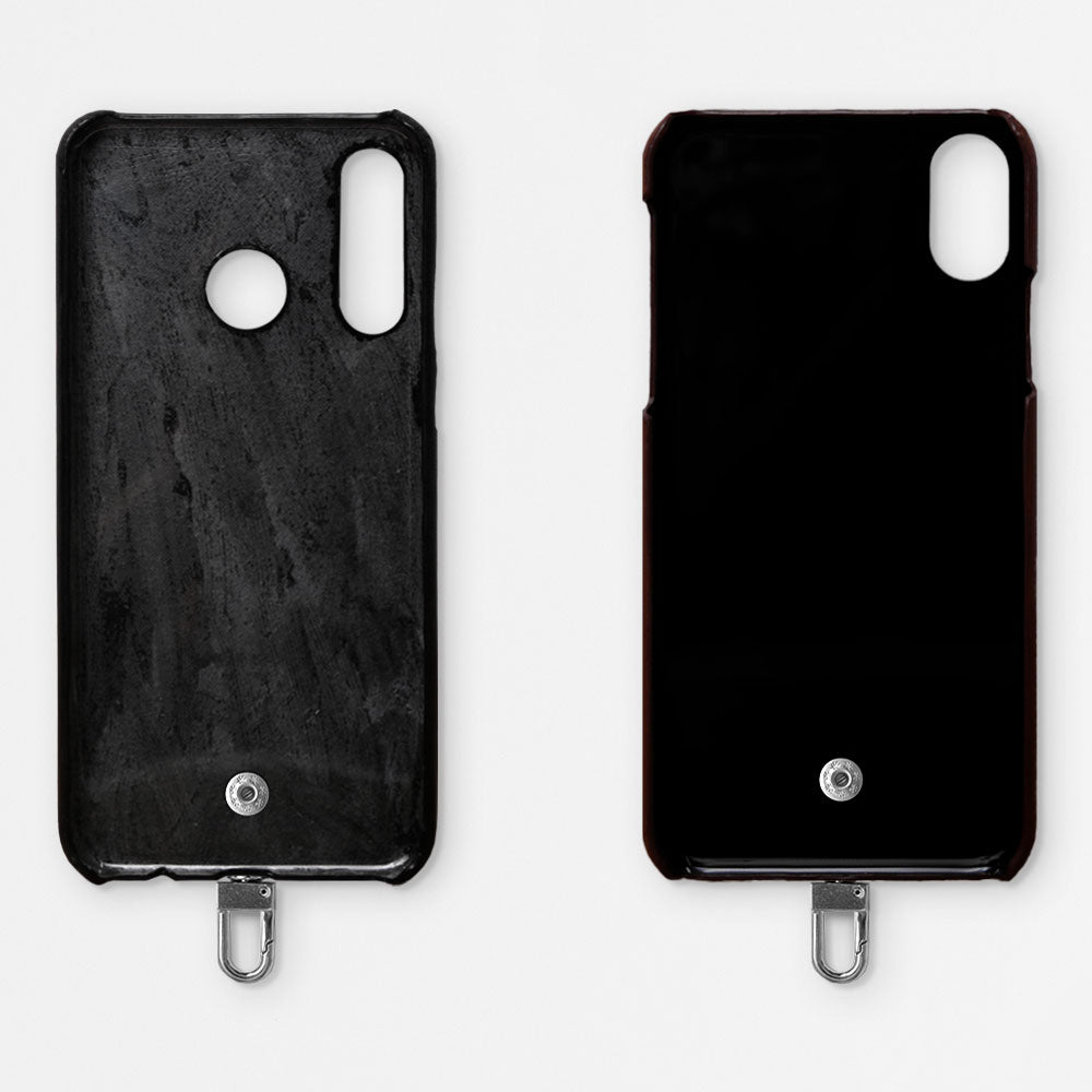 本革 栃木レザー 3点セットC ミニウォレット & リングショルダーストラップ（金具あり）付き 背面ケース Galaxyシリーズ