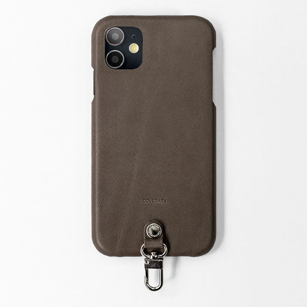 本革 栃木レザー 3点セットC ミニウォレット & リングショルダーストラップ（金具あり）付き 背面ケース iPhoneシリーズ