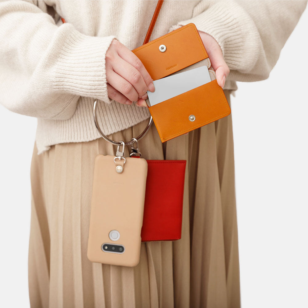 Ensemble de 4 pièces en cuir véritable Tochigi, mini portefeuille, porte-cartes, avec bandoulière (avec ferrures), coque arrière pour la série Xperia