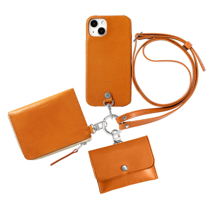 Genuine leather Tochigi leather 4-piece set C mini wallet earphone case with shoulder strap back case Xperia series