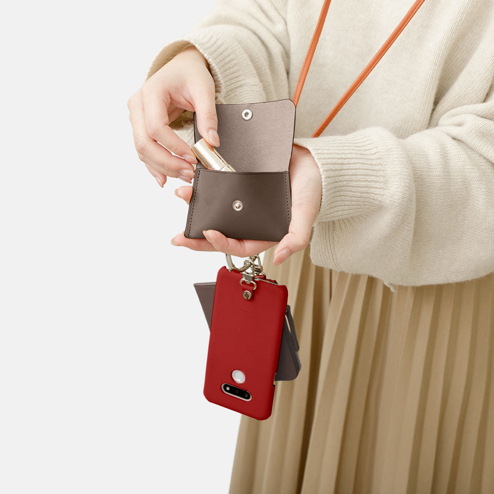 本革 栃木レザー 4点セットC ミニウォレット イヤホンケース ショルダーストラップ付き 背面ケース Xperiaシリーズ