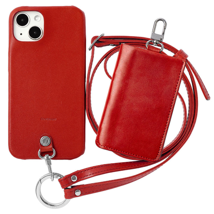 Ensemble de 3 pièces en cuir véritable Tochigi, avec porte-cartes et sangle d&