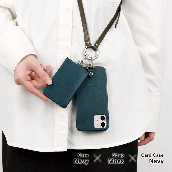 Genuine Leather Tochigi Leather 3-Piece Set B with Card Case &amp; Ring Shoulder Strap Back Case