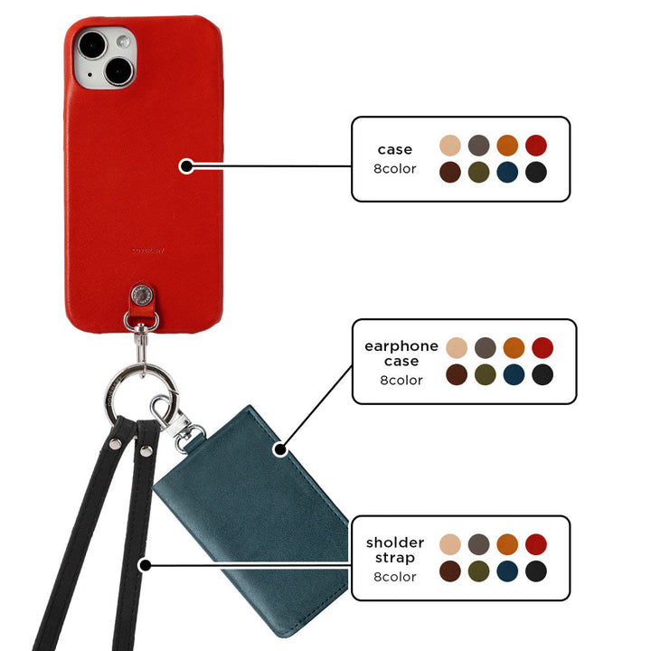 Ensemble de 3 pièces en cuir véritable Tochigi, avec porte-cartes et sangle d&
